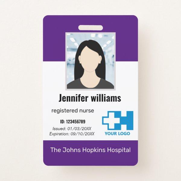 Custom Hospital Employee Logo & Photo & BarCode ID Badge