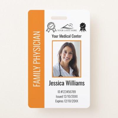 Custom Hospital Medical Employee Photo Orange ID Badge