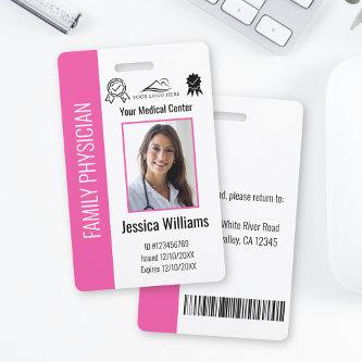 Custom Hospital Medical Employee Photo Pink ID Bad Badge