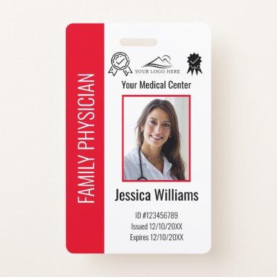 Custom Hospital Medical Employee Photo Red ID Badge