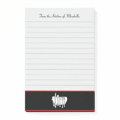 Custom Kitchen of Black Red Lined Post it Notes