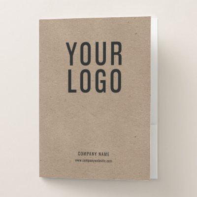 Custom Kraft Business Logo Card Slot Pocket Folder