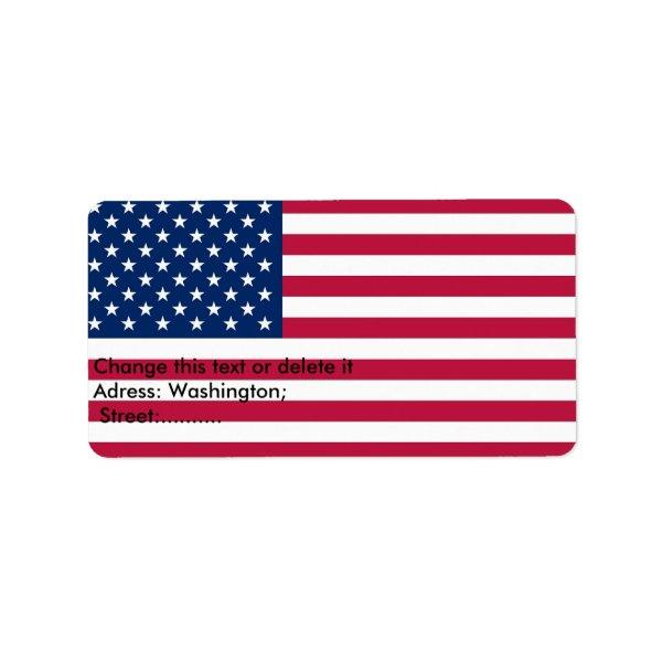 Custom Label with Flag of U.S.A.