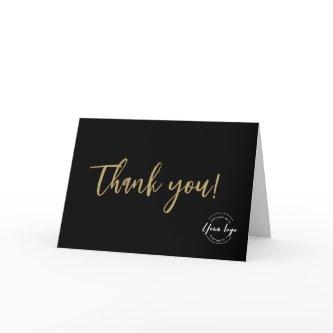 Custom Logo Black Gold Yellow Business Holiday Card