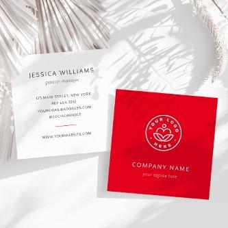 Custom Logo Bold Minimalist Corporate Red Square