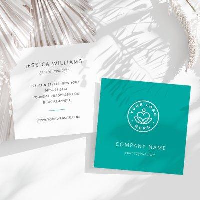 Custom Logo Bold Minimalist Corporate Teal Square