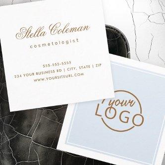 Custom logo border minimalist light dusty blue square