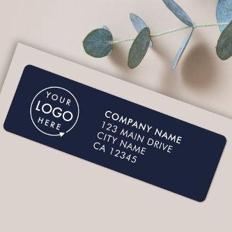 Custom Logo | Business Navy Blue Return Address Label