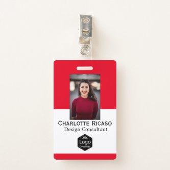 Custom Logo Business Personalized Red White Badge