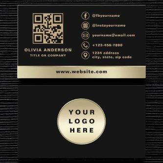 Custom Logo Elegant Black Gold QR Code
