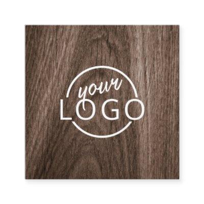 Custom logo elegant brown wood grain square