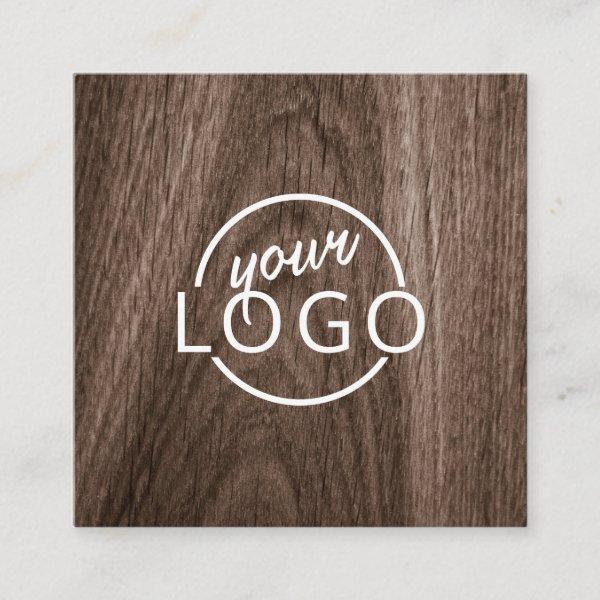Custom logo elegant brown wood grain square