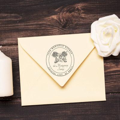Custom Logo Elegant Family Name Return Address Rubber Stamp