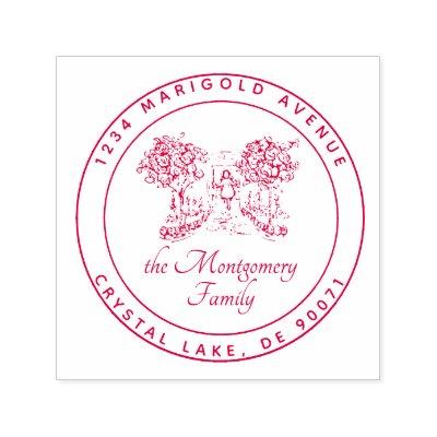 Custom Logo Elegant Family Name Return Address Self-inking Stamp