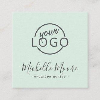 Custom logo feminine minimalist light mint green square