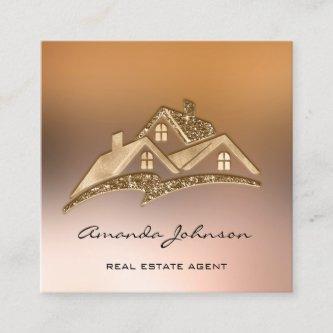 Custom Logo House Real Estate Agent Home Roof Square