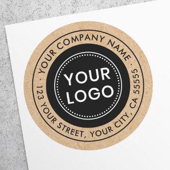 Custom logo Kraft look business return address Classic Round Sticker