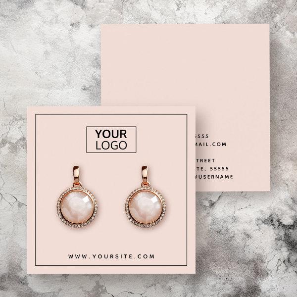 Custom logo light blush pink earring display card