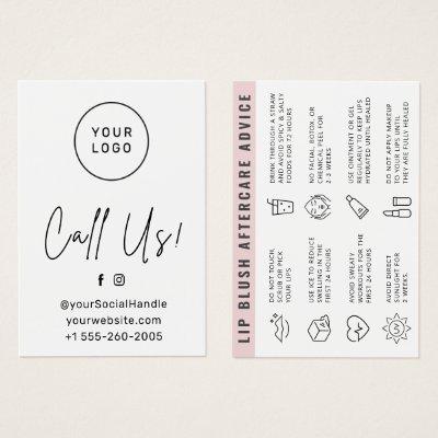 Custom Logo Lip Blush Aftercare Instructions Card