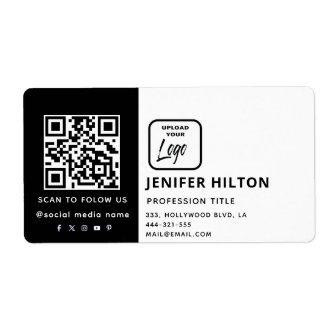 Custom logo minimalist social media icons QR code Label