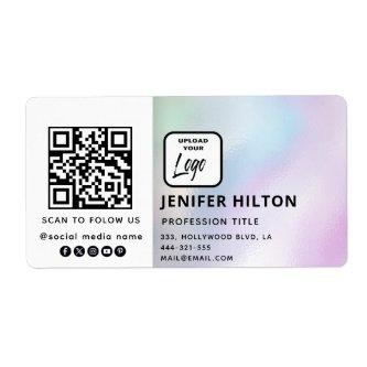 Custom logo minimalist social media icons QR code Label