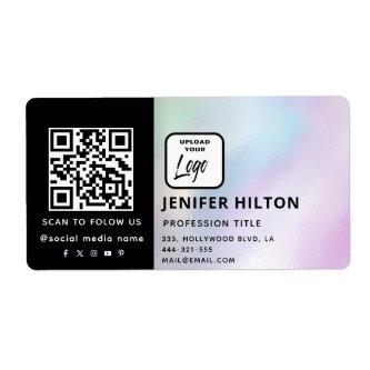 Custom logo minimalist social media icons QR code Label