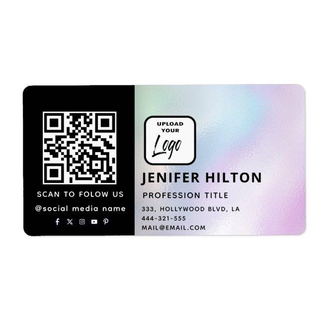 Custom logo minimalist social media icons QR code Label