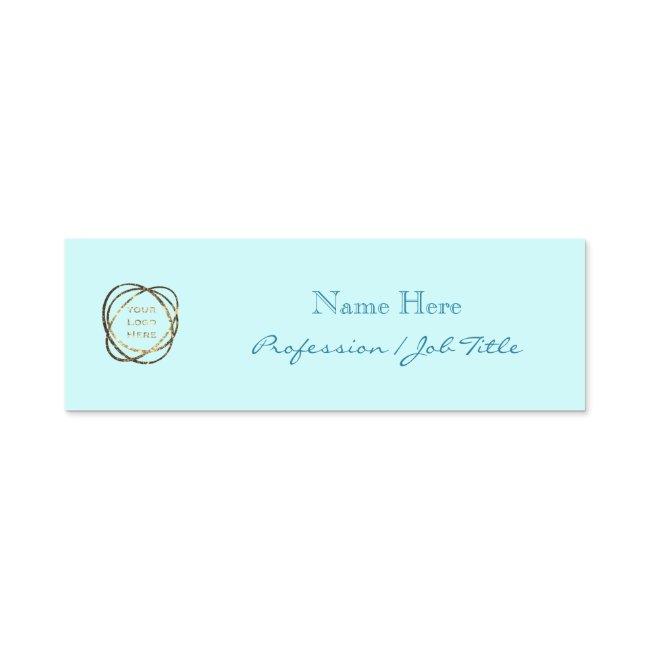 Custom Logo Modern Elegant Aqua Turquoise Name Tag