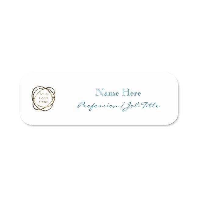 Custom Logo Modern Elegant Aqua Turquoise White    Name Tag