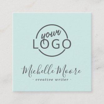 Custom logo modern feminine minimalist blue square square