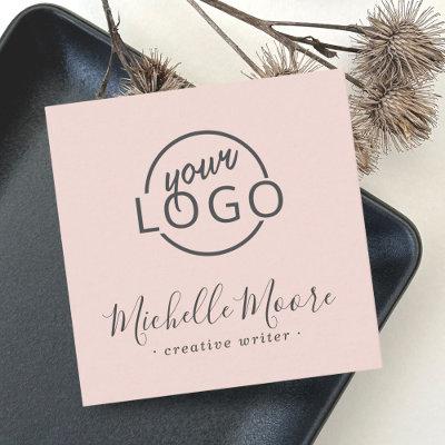 Custom logo modern feminine minimalist blush pink square