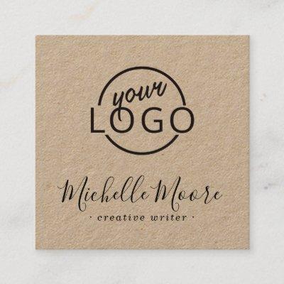 Custom logo modern feminine minimalist Kraft paper Square