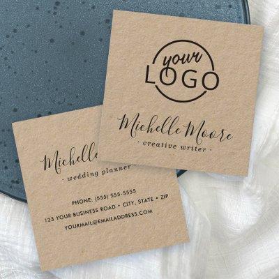 Custom logo modern feminine minimalist Kraft paper Square