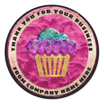 Custom Logo Name Seal Gold Pink Logo Cake Sweet