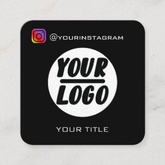 Custom logo | QR code | social media icons Elegant Square