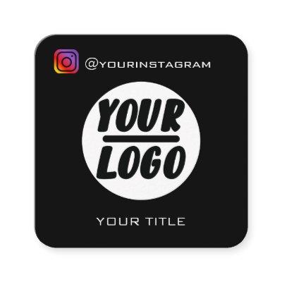 Custom logo | QR code | social media icons Elegant Square