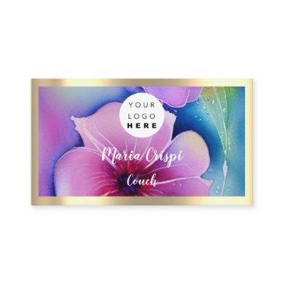 Custom Logo QR Code Watercolor Gold Social Flowers