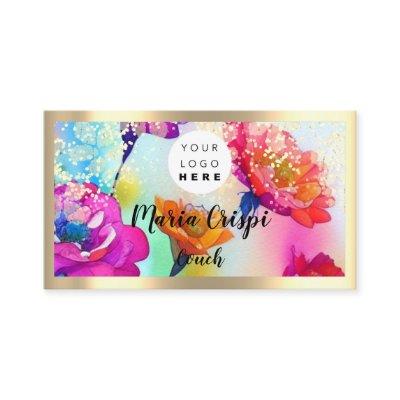 Custom Logo QRCode Watercolor Gold Social Florals