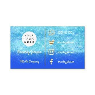 Custom Logo Social Gold QR Code Blue Sparkly