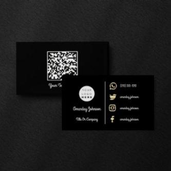 Custom Logo Social Media Gold QR Code Black White