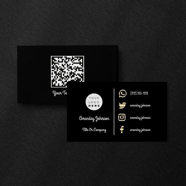 Custom Logo Social Media Gold QR Code Black White