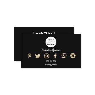 Custom Logo Social Media Gold QR Code Black White