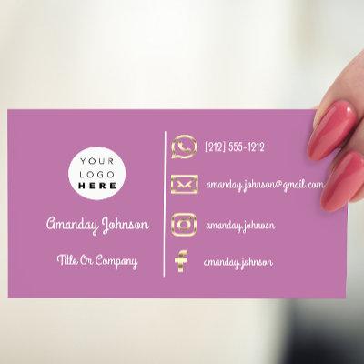 Custom Logo Social Media Gold QR Code Violet