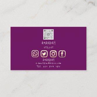 Custom Logo Social Media QR Code Gold Purple