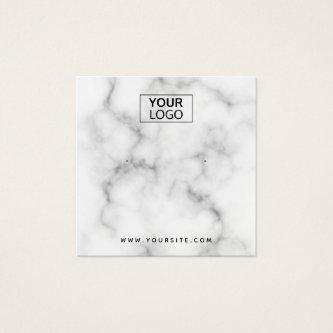 Custom logo white marble earring display card