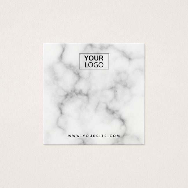 Custom logo white marble earring display card