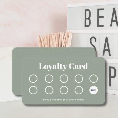 Custom Loyalty Card - Simple Sage Green and White