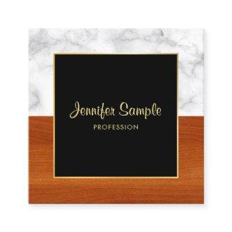 Custom Marble Wood Gold Modern Elegant Template Square
