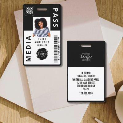 Custom Media Pass Photo ID Business Logo | Black Badge