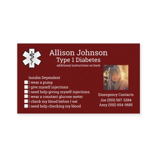 Custom Medical Alert Card Emergency Contacts